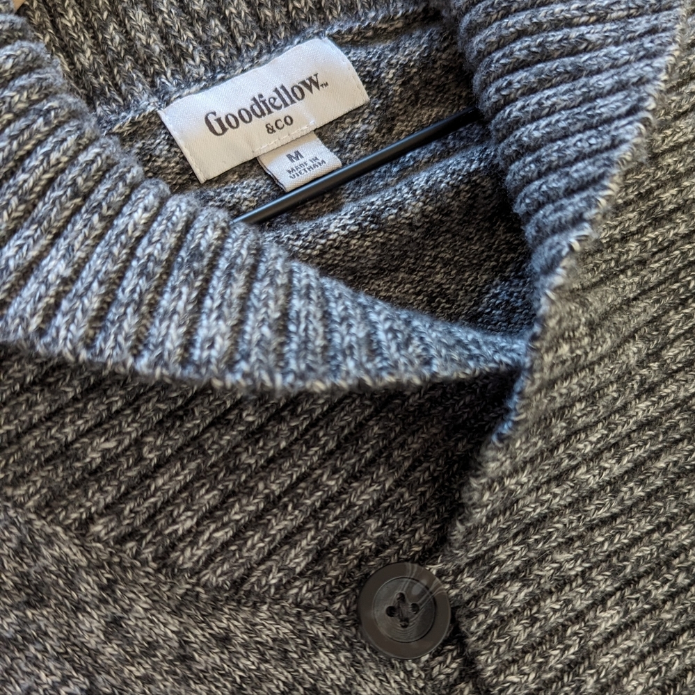 Men's Pullover Collared Sweater Gray Medium Goodf… - image 3